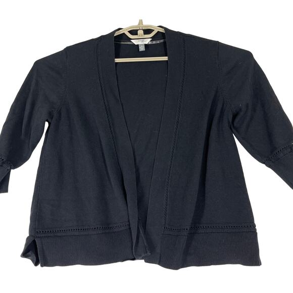 Terra Sky Women Cardigan Jacket Plus 1X Black Cotton Blend Long Sleeve Casual - Picture 2 of 7